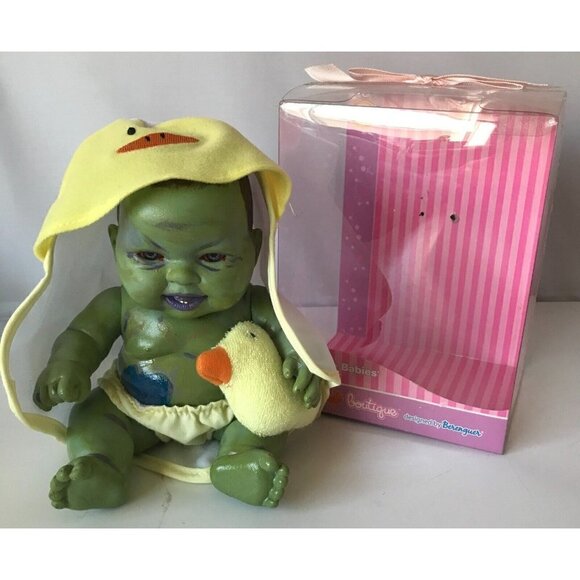 Custom Hand Painted OOAK Devil Child Demon Doll Green Halloween Horror Decor - Picture 12 of 16